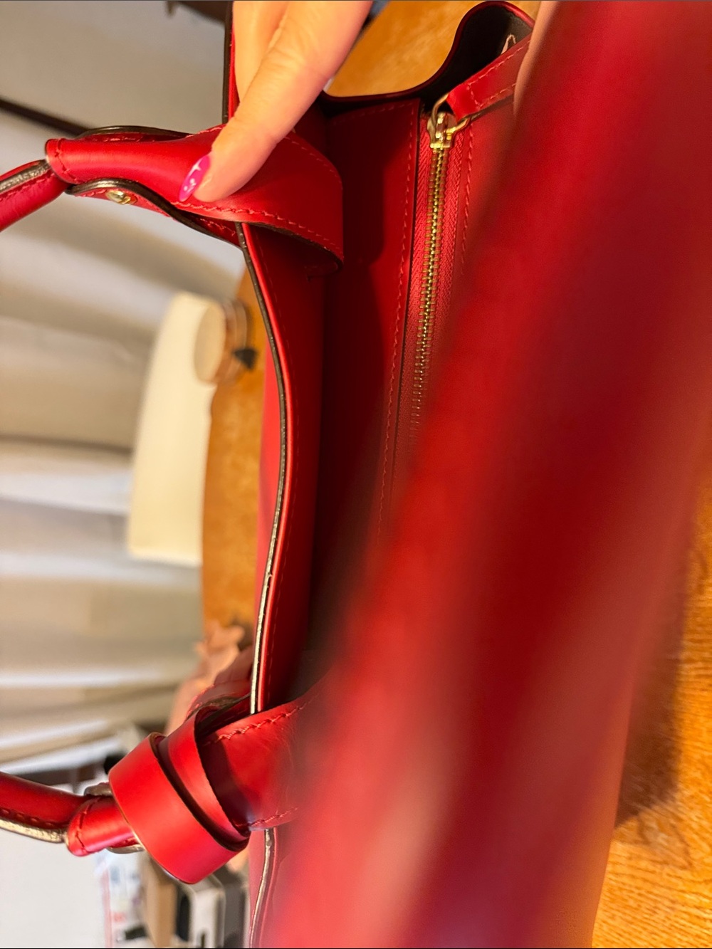 Vittoria Napoli Structured Red Leather Satchel with Tassel Accent and crossbody - Picture 8 of 10